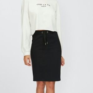 Stripe Tape Back Textured Skirt